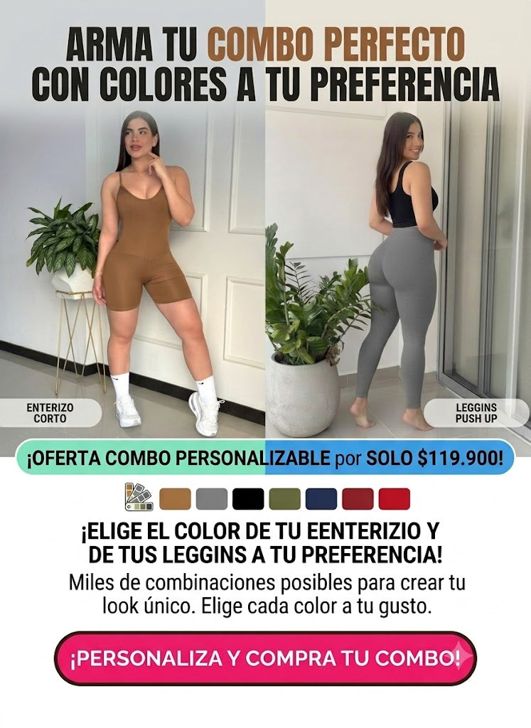 Combo ELS - enterizo café con leggin gris